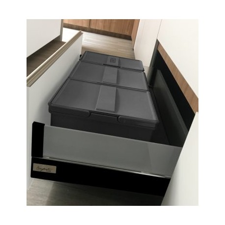 Bote de Basura Ecológico Conforti Grafito Tapa M90 para cajón 1X13L | 2X18L