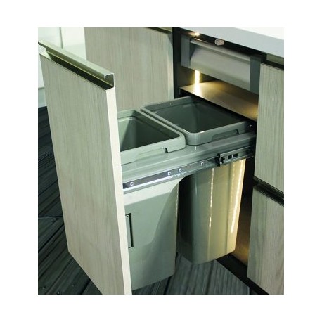 Bote de Basura Ecológico Conforti Gris Tapa M40 Extraíble Cierre Suave Frente Fijo 2X18L