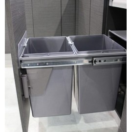 Bote de Basura Ecológico Conforti Gris Tapa M40 Extraíble Cierre Suave Puerta Abatible 2X20L