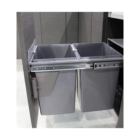Bote de Basura Ecológico Conforti Gris Tapa M40 Extraíble Cierre Suave Puerta Abatible 2X20L