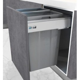Bote de Basura Ecológico Conforti Gris Tapa M60 Extracción Cierre Suave Frente Fijo 2X35L