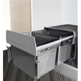 Bote de Basura Ecológico Conforti Gris Tapa M40 Extraíble Cierre Suave Puerta Abatible 2X15L
