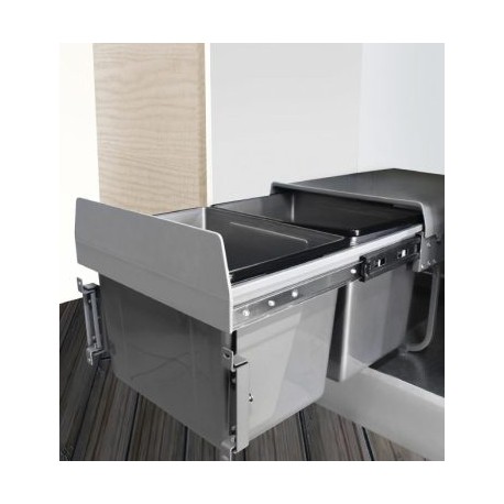 Bote de Basura Ecológico Conforti Gris Tapa M40 Extraíble Cierre Suave Puerta Abatible 2X15L